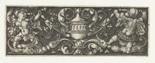 Frieze with a Vase Between Two Putti Holding a Helmet