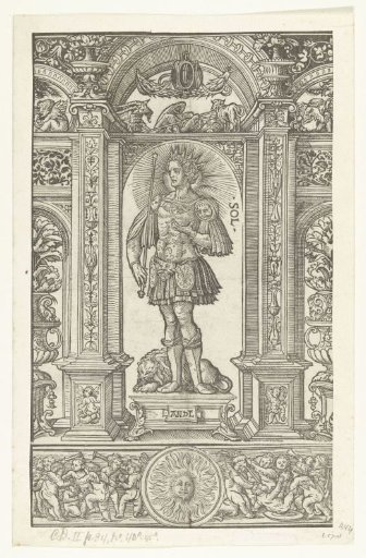 Apollo (Sol) with the constellation Leo in an architectural frame