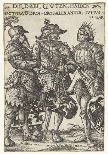 Hector of Troy, Alexander the Great and Julius Caesar as three heroes of antiquity
