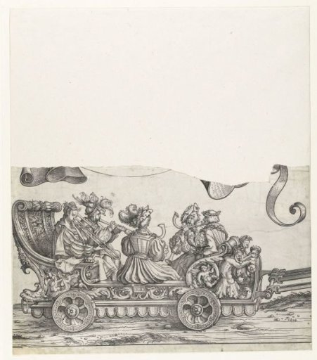 Triumphal Chariot with Musicians Playing Wind Instruments