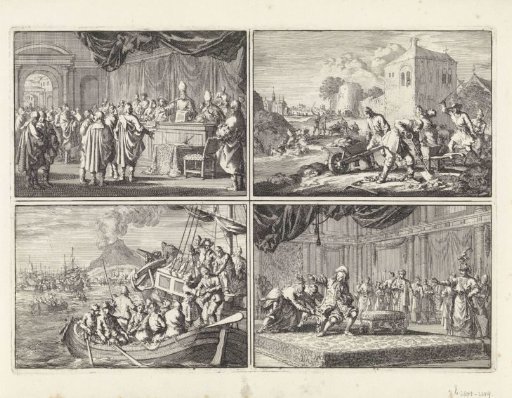 Reformed in Hungary before a court of bishops and other Catholics, 1670 / Reformed preachers in Hungary sentenced to hard labour, 1674 / Reformed Hungarian preachers are liberated near Naples by Michiel Adriaenszoon de Ruyter, 1676 / At the French envoy to Constantinople