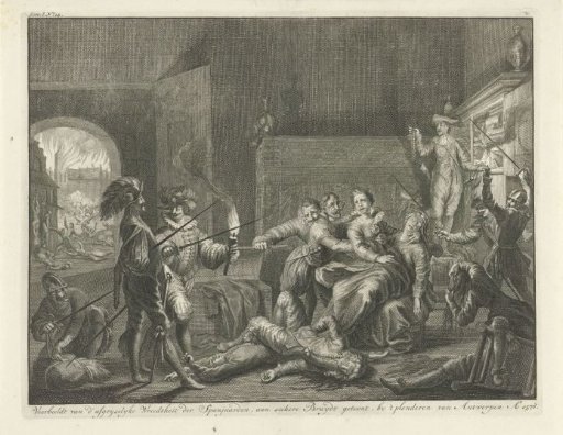 Abuse of a bride by Spanish soldiers during the Spanish Fury at Antwerp, 1576