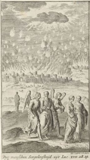 Lot and His Daughters Leaving the Burning Sodom