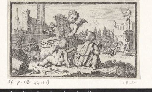 Three angels with the coats of arms of Nicolaes Witsen and Johannes Hudde