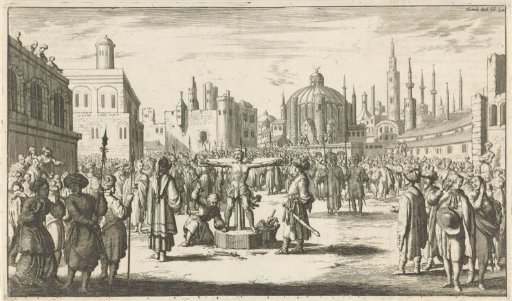Punished Spanish convert on a square in Algiers, ca. 1623