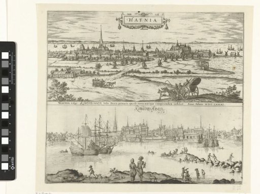 View of Copenhagen, land side and sea side