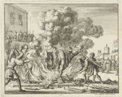 Antipas in a Brazen Bull over the Fire
