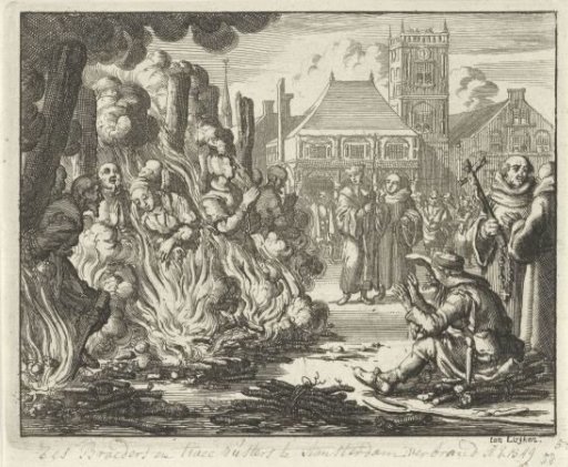 Six men and two women burned alive on the Dam in front of the old town hall, 1549