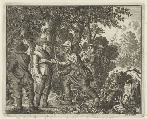 Hans van Overdam arrested in a forest near Ghent, 1550