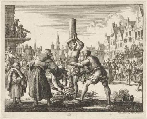 Johan Knel at the stake in London, 1550