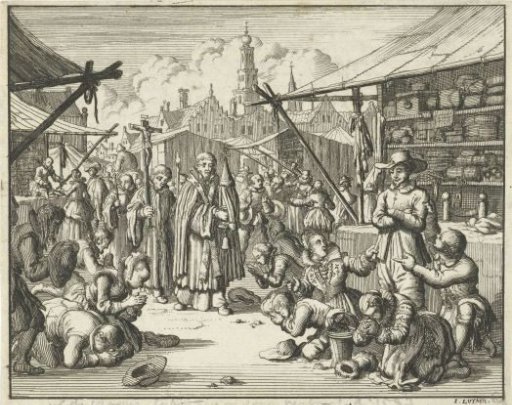 Simon de Kramer refuses to kneel for a procession at Bergen op Zoom, 1553