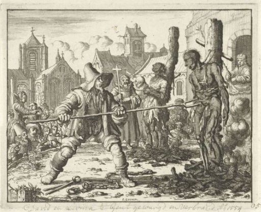 Burned corpses of David and Levina at Ghent, 1554