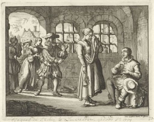 Jacques d'Auchy bids farewell to his wife in prison at Leeuwarden, 1558