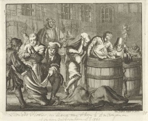 Leonard Plovier and two girls drowned in barrels at Antwerp, 1560