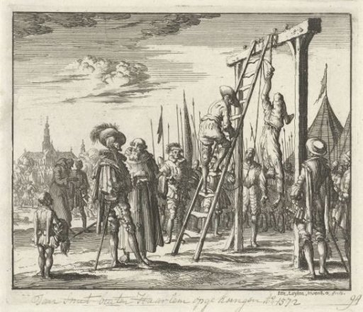Jan Smit hanged by one leg in Haarlem, 1572