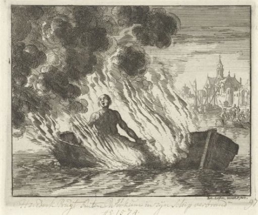 Hendrik Pruyt burned in a boat in Workum, 1574