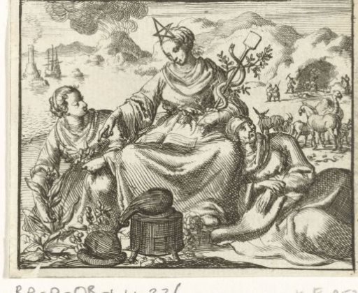 Health (Sanitas) Flanked by a Sick Woman and a Woman Picking Herbs