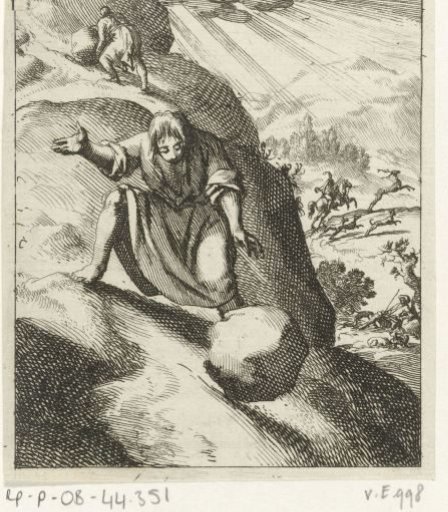 Man Watching a Large Stone Slip from His Hands and Roll Down the Mountain