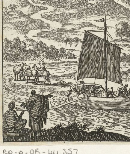 River Landscape with a Barge Being Hauled by Four Horses