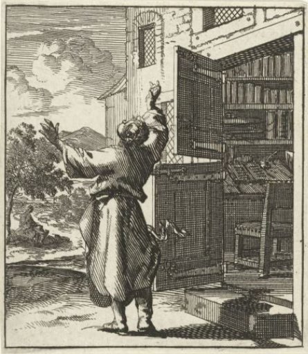 Man has left his study to behold the heavens outside