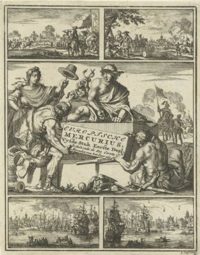 Mercury Half-Reclining on a Stone Against Which Two Soldiers Affix an Inscription