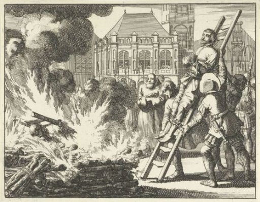 Jacob de Geldersman and Dirk Pietersz. Smuel on the Dam on the pyre, 1546