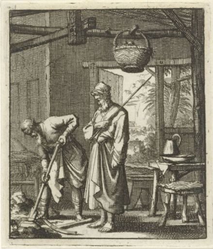 Hermit watches as his visitor digs in the ground to find mice