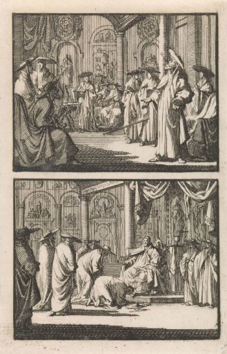 Cardinal Montalto Rises After Being Chosen as Pope and Throws Away His Cane / Cardinals Kiss the Foot of Pope Sixtus V