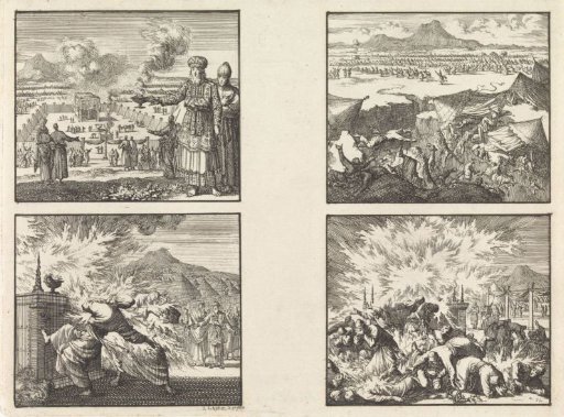 Aaron as High Priest / Nadab and Abihu Killed at the Altar / Dathan and Abiram with Their Families Swallowed by the Earth / Destruction of the Tribe of Korah