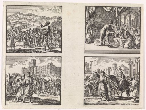 Return from the Babylonian exile / New temple in Jerusalem / Esther before Ahasuerus / Triumph of Mordecai