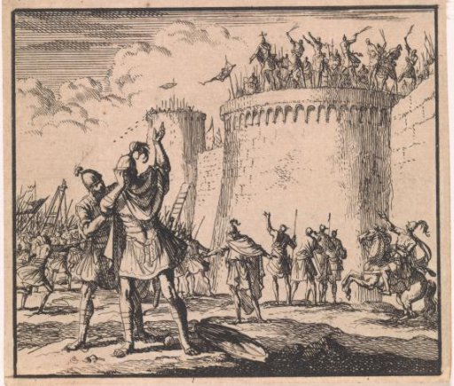 John Hyrcanus covers his face during the siege of Dagon