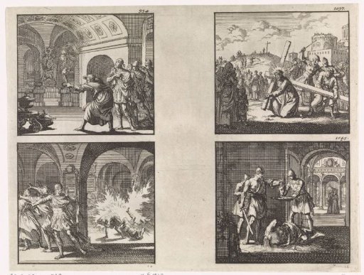 Herod in David's tomb / Herod's soldiers are killed in the tomb of David by a flame / The carrying of the cross / Beheading of John the Baptist