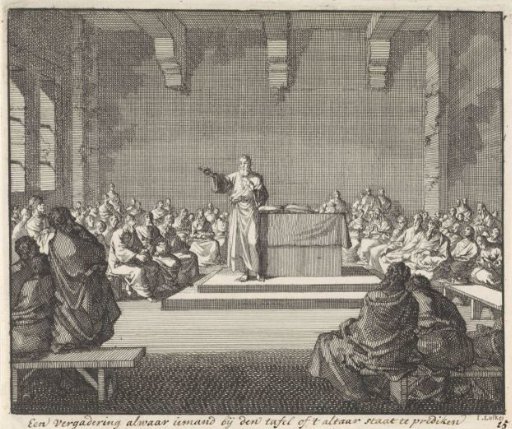 Sermon by a priest at an altar
