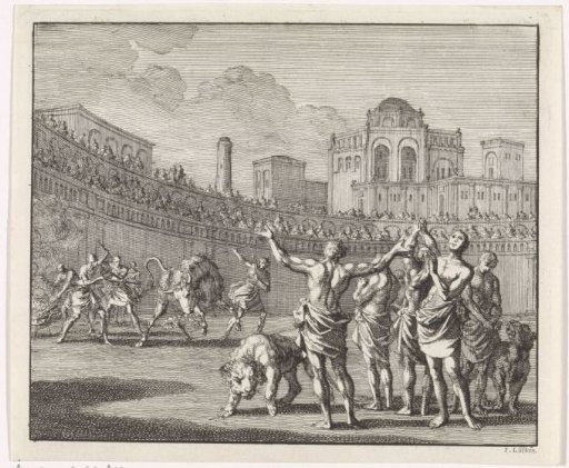 Early Christian martyrs in a Roman arena