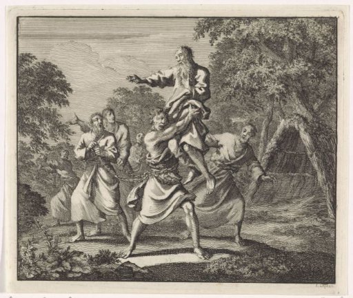 Saint Hilarion is lifted up by a possessed man
