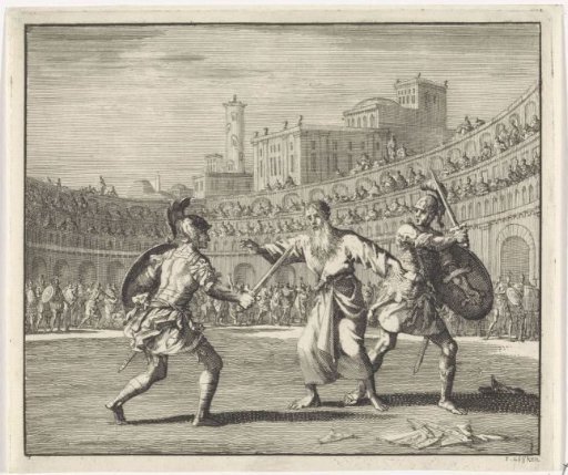 Saint Telemachus of Rome interrupts a gladiatorial combat