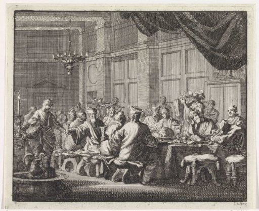 Bishops at table for a drinking bout