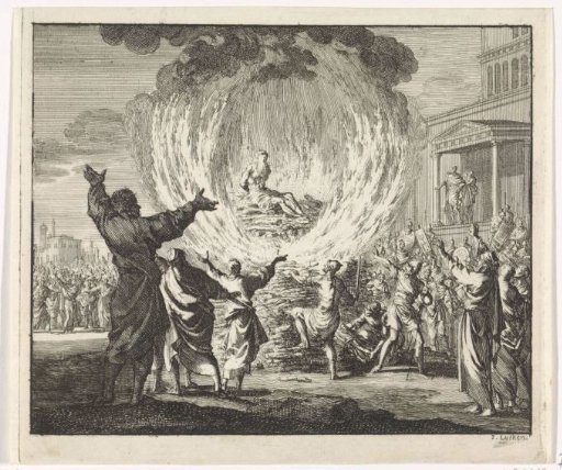 St. Polycarp is set on a stake but the flames do not burn him