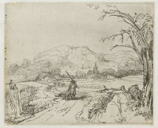 Landscape with sportsman and dogs