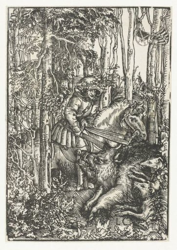 Man on Horseback Hunting Wild Boar