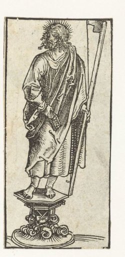 Statue of James the Less with a hatmaker's bow