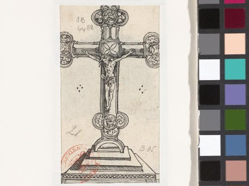 Crucifix or trefoil cross on a foot