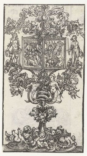 Monstrance with Mary with child and Jerome as penitent, with David with the head of Goliath on the left and Judith with the head of Holofernes on the right