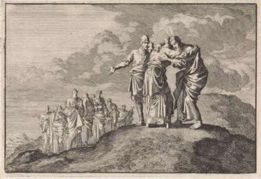 Moses takes leave of Eleazar and Joshua