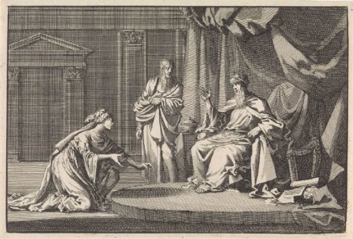 Bathsheba kneels before David