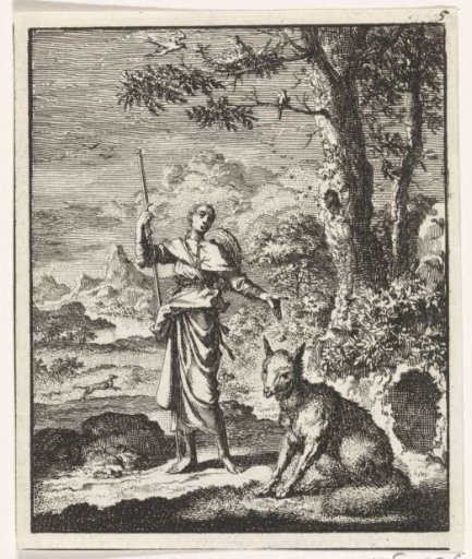 Pilgrim pointing at a fox