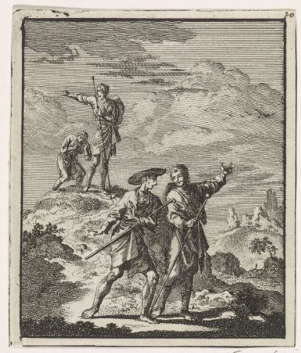 Pilgrims in a mountain landscape