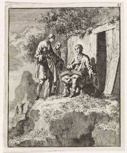 Hermit Visited by Two Figures