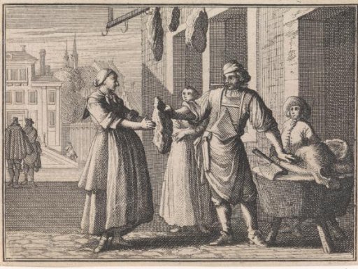 Pregnant woman receives a piece of ox meat
