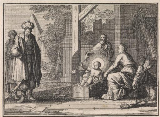 Child Christ speaks from the manger to an Oriental